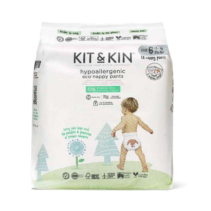 Scutece Hipoalergenice Eco Kit&Kin Chilotel XL6, Marimea 6, 15 kg+, 18 buc  18111 KKS6PANTSZR