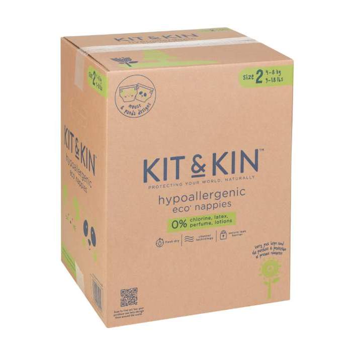 Scutece Hipoalergenice Eco Kit&Kin, Marimea 2, 4-8 kg , 152 buc 33855 KKS2NAPPIESCASE
