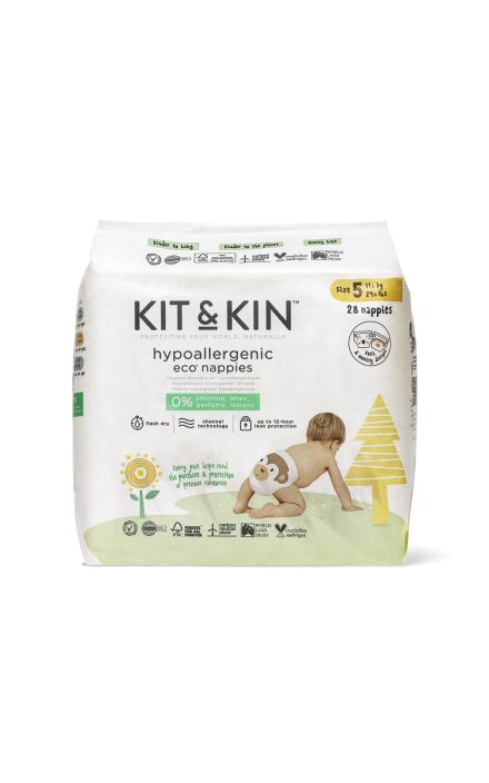 Scutece Hipoalergenice Eco Kit&Kin, Marimea 5, 11 kg+, 28 buc