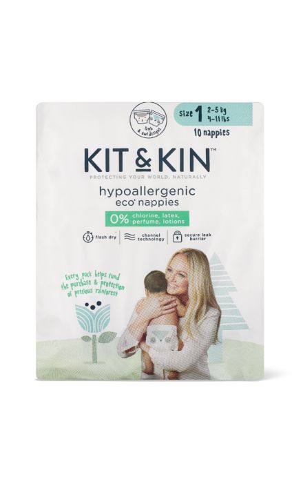 Scutece Hipoalergenice Eco Kit&Kin, Marimea 1, 2-5 kg, 10 buc
